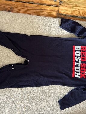 adidas Red Sox Navy Long-Sleeve Baby Romper